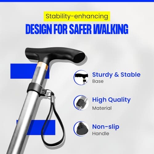 ZOPPER Foldable Aluminium Walking Stick Silver 92cm for Men & Women — view 4