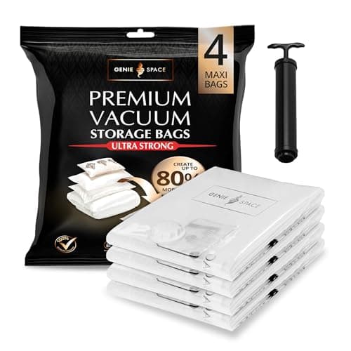 GENIE SPACE Premium Vacuum Storage Bags with Pump, Maxi 4 Pack, 110x90 cm
