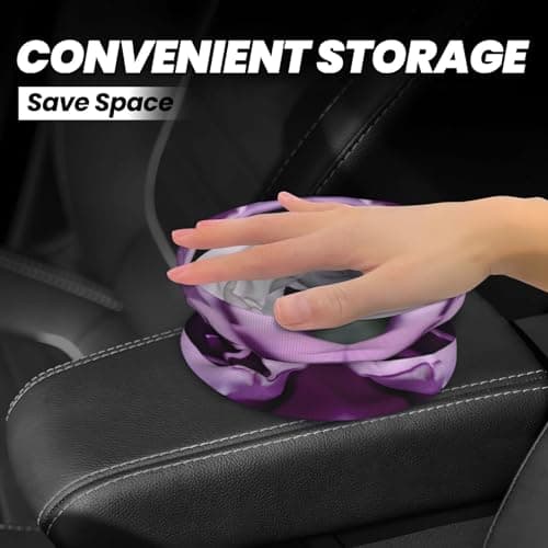 MDATT Purple Rose Car Trash Can Leak-Proof Organizer For Long Road Trips And Family Vacations — view 4