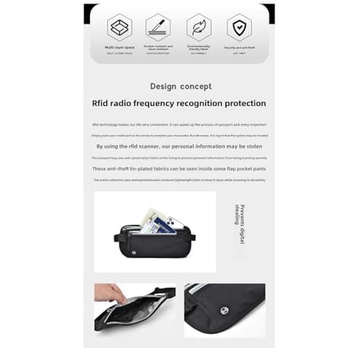 RFID Blocking Travel Money Belt - Anti-Theft Hidden Waist Wallet for Passport, Credit Cards & Phone - Security Fanny Pack for Men & Women (12 Colors), Purple, Modern — view 6