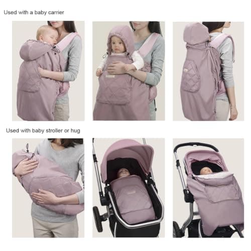 Bebear Winter Cover for Baby Carrier Warm Universal Hoodie Baby Carrier Cover for All Seasons, Dark Grey — view 4