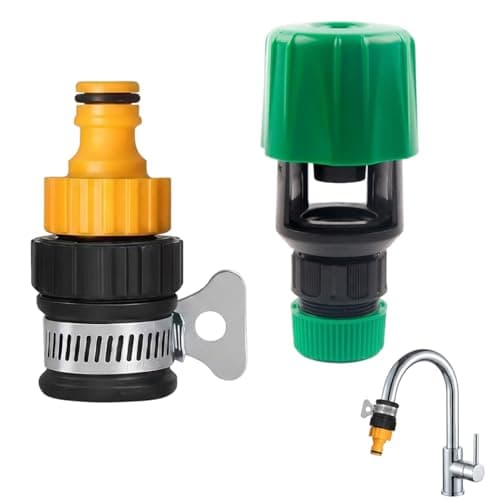 2PCS Hose Pipe Tap Connector Set, Universal Hose to Tap Connector with 12-16mm Adapter, Indoor Outdoor Tap to Hose Connector UK for Garden Watering, Car Washing, Kitchen and Bathroom Use