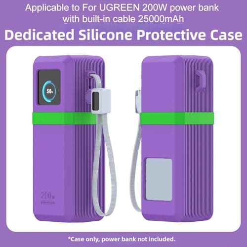 Silicone Protective Case for UGREEN 200W Power Bank | Shockproof Sleeve for 25000mAh Portable Charger with Anti-Slip Grip | Rubber Bumper Cover Skin for External for battery(Gray) — view 2