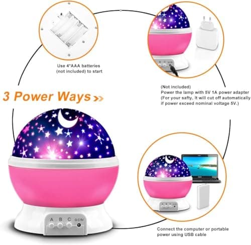 Toys for 1-10 Year Old Girls,Star Projector for Kids 2-9 Year Old Girl Gifts Toys for 3-8 Year Old Girls Christmas Gifts for 4-7 Year Old Boys Birthday Gifts Stocking Stuffers for Kids (A Pink) — view 4