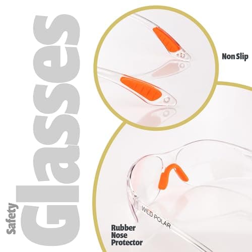 Wild Polar Safety Glasses - Clear Lenses, Anti-Fog Eye Protection Goggles with Orange Nose and Ear Grips - 12, 24 & 48 packs - Lightweight & Durable, Comfortable Fit for Work, Lab, DIY & Outdoor Use — view 4