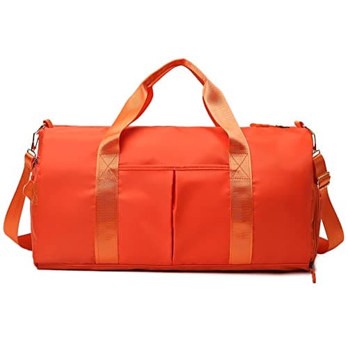 Hixingo Gym Bag with Shoe Compartment Travel Duffle Bag for Men and Women 45L Waterproof Light Weight Sports Bags for Weekender Swimming Football Basketball (45L,Orange)