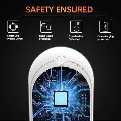 Hand Warmers Rechargeable 1 Pack, 5200 mAh Electric USB Hand Warmer Power Bank, Portable Double-Sided Hand Heater with 3 Heat Settings from 95-131℉, Great Gift for Women Men, Hiking Camping, White — view 4