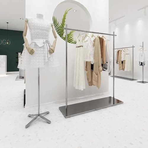 Garment rack Silver Stainless Steel Clothing Rack With Top Rod And Shelves Heavy Duty Clothes Rail For Hanging Clothes Freestanding Coat Rack For Bedroom Portable Clothes Organizer(Size:120X40X150CM) — view 2