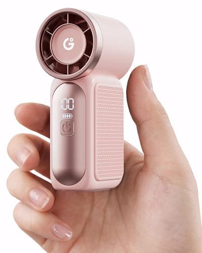 gaiatop Portable Handheld Mini Fan, 6 Speeds 16900 RPM High Velocity Personal Summer Essential with LED Display, USB Rechargeable, with Lanyard for Makeup