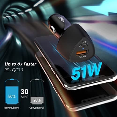 (10pack) SUNDA USB C Fast Car Charger 36W Dual Ports PD&QC3.0, Cell Phone Automobile Chargers, for Apple Smart-Phones and Android Car Charger, Compatible with iPhone 12/12 Pro/Max/12 Mini/iPhone 11 — view 3