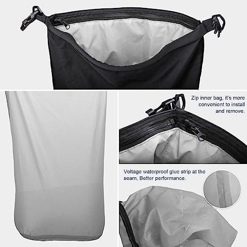 Rhinowalk Motor Pannier Bag 10/20/30L Multifunctional Waterproof Rear Rack Trunk Motorcycle Seat Bag, Black 20L — view 3