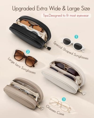 VLANDO Sunglasses Case, Portable Glasses Case with 2 Separate Compartments — view 3