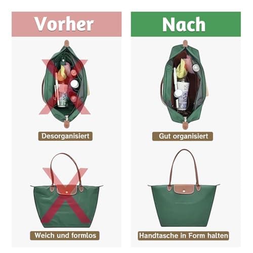 AIYJWXINP Bag Insert Organizer, Handbag Organiser Insert, Multi-Pocket Felt Handbag Organizer With Zipper for Insert Wallet Organizer, Folding Tote Bag Organizer Insert for Longchamp (brown, M) — view 4