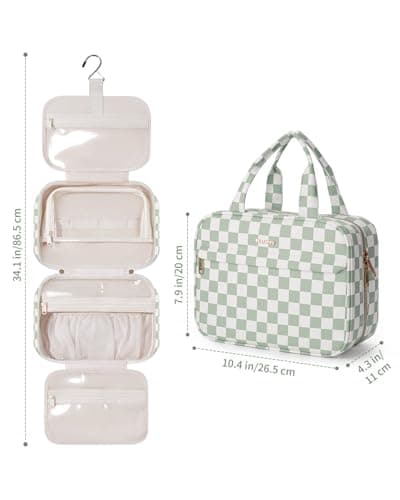 Narwey Checkered Hanging Travel Toiletry Bag for Women Toiletries Wash Bag — view 5