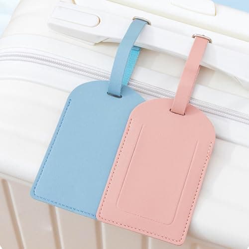 8 PCS Luggage Tags Suitcase Tag with Name ID Card Handbag Tag Labels PU Luggage Tags with Adjustable Strap Preventing Loss of Bags and Suitcases for Suitcase and Travel Bag Ta — view 5