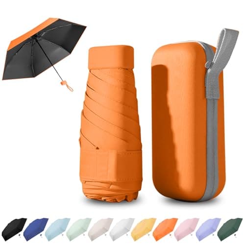 Ancuioyz Umbrella Mini - Portable Compact for Women & Men, Lightweight for Rain or Shine, Travel-Friendly Sun Protection (Orange)