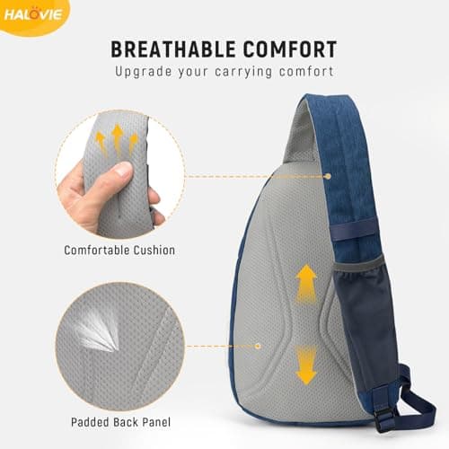 HALOVIE Anti Theft Sling Bag RFID Crossbody Bag Travel Sling Backpack Lightweight Shoulder Chest Bag for Hiking Walking — view 4