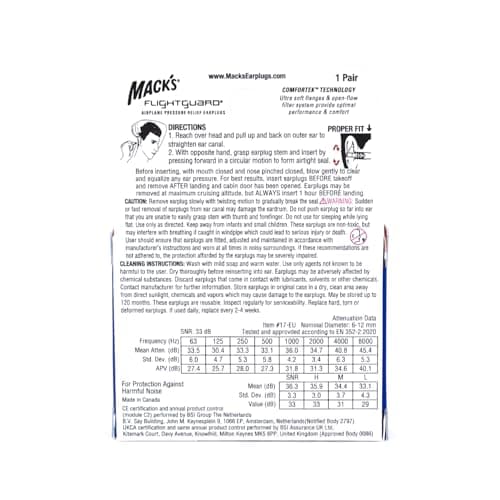 Mack’s Flightguard Airplane Pressure Relief Earplugs – 26dB NRR, 33dB SNR – Comfortable, Safe, Travel Ear Plugs for Flying Air Pressure Ear Pain, Ear Popping and Noise Reduction — view 3