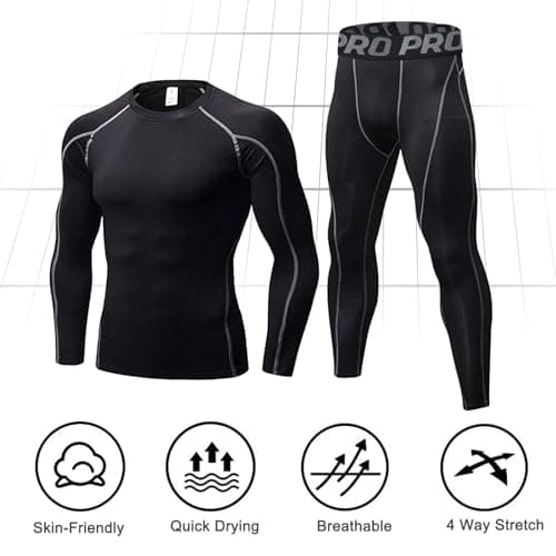 LNFINTDO Thermal Underwear for Men Long Johns Base Layer Compression sets — view 5