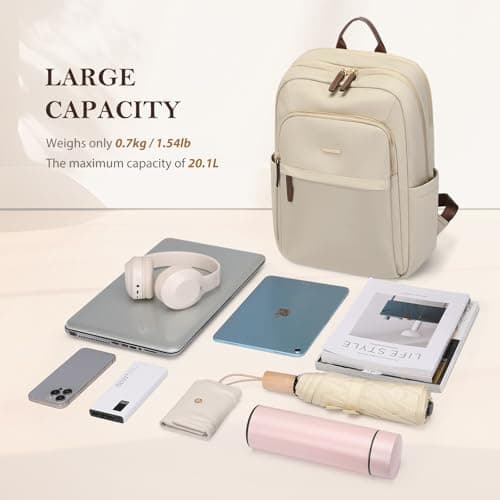 GOLF QUALITY Travel Backpack for Women Waterproof Carry On Bag Business Weekender Hiking Multilayer Laptop Bag,16 Inch, Upgrade-apricot, 16 Inch, Modern — view 5