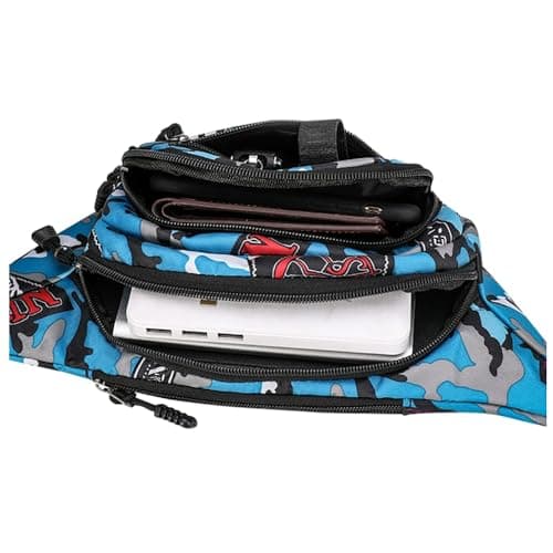 Semazz Bum Bag Camo,Waist Bag Bumbags Camouflage Belt Bag Waist Bags Fanny Pack Fabric Nylon Money Belt for Men Boys Running Hiking Travel Sports Blue — view 3