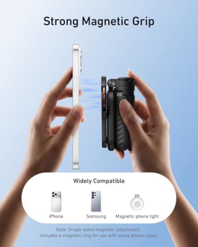 TELESIN Magnetic Mini Phone Camera Grip with Selfie Stick Tripod — view 5