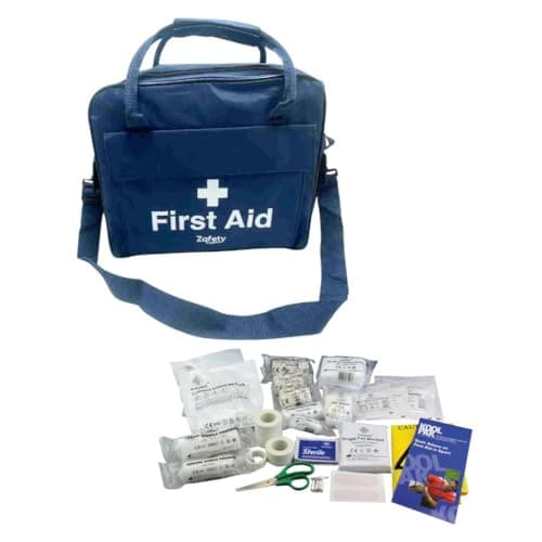 Zafety Supplies Football First Aid Kit, Navy Blue Medical Bag with FA Approved Contents, Complete Pitchside Sports Emergency Kit for Teams