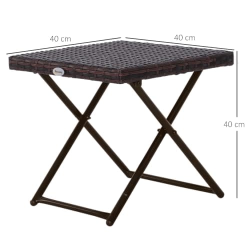 Outsunny Folding Rattan Garden Coffee Table Small 40 x 40 x 40 cm Brown — view 3