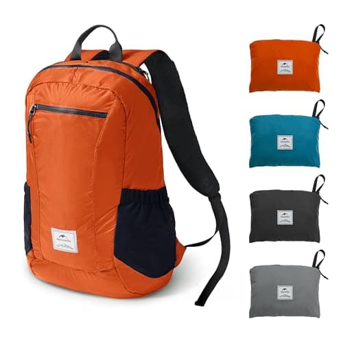 Naturehike Packable Backpack - Ultra Lightweight Foldable Daypack, PU2000mm Waterproof 30D Nylon Compact Hiking Rucksack for Travel Camping Outdoor(Orange 25L