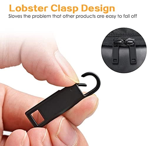 Enjoy Zipper Pull Tab Replacement Metal Zipper Handle Mend Fixer for Shoes Luggage Suitcases Bag Jacket - 8 PCS (Black Silver) — view 2