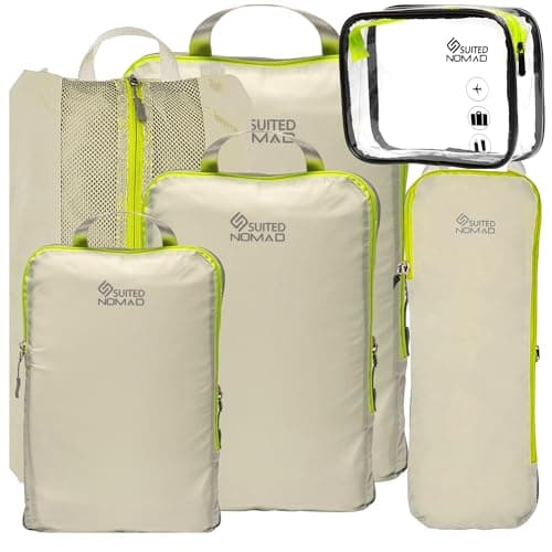SUITEDNOMAD Ultralight Compression Packing Cubes Set, Suitcase and Backpack Travel Organiser Bags