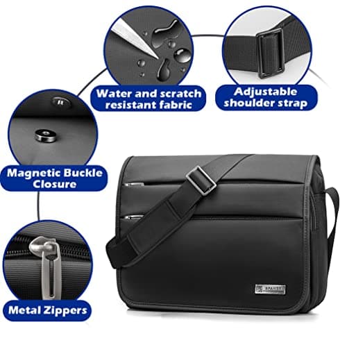 SPAHER Mens Shoulder Bag Laptop Briefcase Work Messenger Business Office Crossbody Bag Waterproof for Notebook Black — view 6