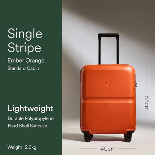 ANTLER - Single Stripe Hard Shell Cabin Suitcase, 55x40x20cm 39L, Lightweight, 4 Spinner Wheels - Adjustable Handle, Carry On Luggage Approved by easyjet, Ryanair & British Airways, TSA Lock - Ember — view 2
