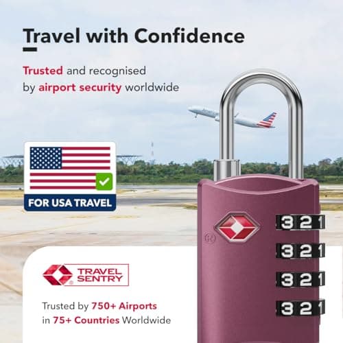 NovLock Suitcase Padlocks, TSA Approved Luggage Locks, Travel Padlocks — view 3
