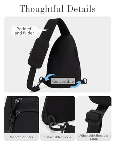 GreenTaya Cross Body Bag Women Shoulder Sling Bag Men with Anti-theft RFID Blocking Pocket Travel Crossbody Bag with Phone Pocket and Water Bottle Pocket, Black — view 6