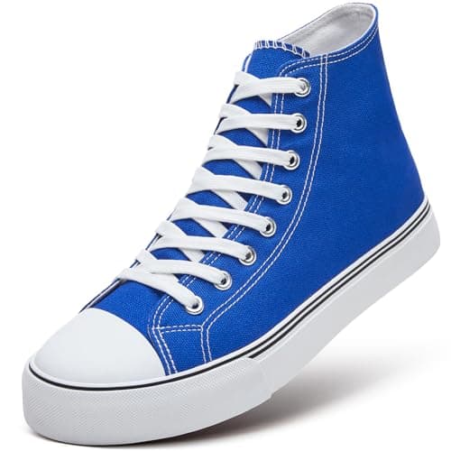 ZGR Men's High Top Canvas Sneakers Lace Up Classic Casual Walking Shoes, Blue, 12