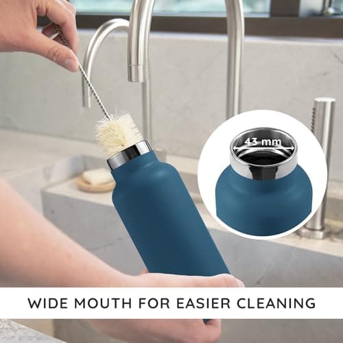 Bambaw Insulated Stainless Steel Water Bottle 1l, Double-Walled Metal Water Bottle 1l with Handle, Durable & Lightweight, Easy to Carry for School, Gym or Sport (Aegean Blue) — view 4