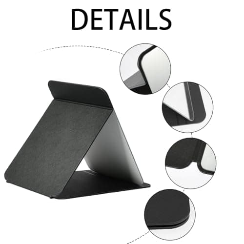 OSDUE Folding Tabletop Mirror, 16 * 11cm Black PU Leather Portable Travel and Desktop Vanity Mirror with Stand for Office Desk, Vanity Table, Camping — view 3