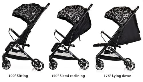 Lightweight Stroller, Baby Pushchair, Compact Travel Buggy, One Hand Foldable, Upgraded Wheels, Four Seasons Stroller, Foot Cover, Rain Cover (Black - Platinum Lattice) — view 6