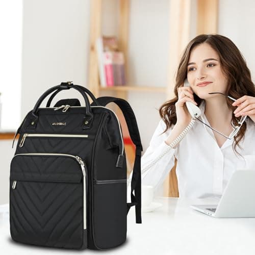 VANKEAN Laptop Backpack Women, 17.3" Computer Backpacks College Work Black — view 6
