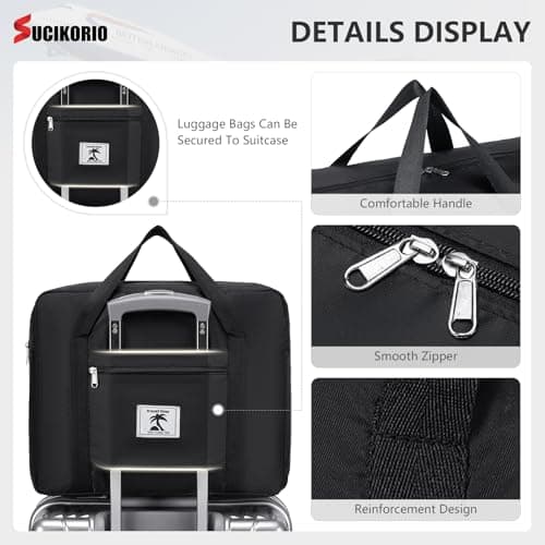 SUCIKORIO 40x30x15cm British Airways Jet2 Cabin Bags Underseat, 18L Waterproof Travel Duffle Bag Foldable Hand Luggage Bags Overnight Hospital Weekend Carry On Airport Bag for Planes, Men, Women — view 5