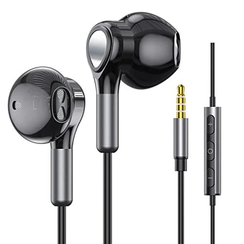 Earphones Wired Headphones In Ear Wired Earbuds with 3.5mm AUX Plug - Black