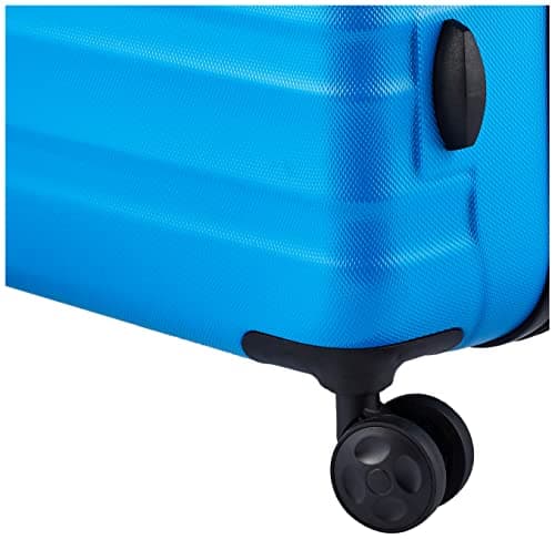 Amazon Basics Hard Shell Medium Suitcase - Expandable ABS Travel Luggage with 4 Double Spinner Wheels - Scratch Resistant and Lightweight Construction - 68 x 45.1 x 28.6cm - Light Blue — view 4