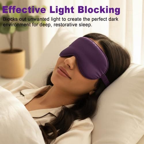 Sleep Mask Satin Eye Mask, Blackout, Deep Purple — view 5