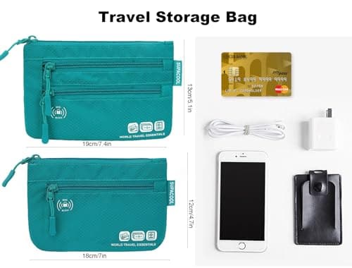SUPACOOL Passport Holder Wallet Bag for Men Women Family, Card Holder Organizer for Tote, RFID Blocking, Travel Pouch for AIRports, Trains, Buses, 2pcs Set(Green) — view 3