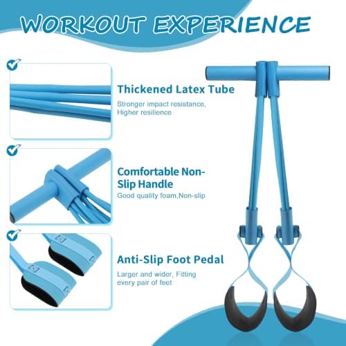CAPASTEC Pedal Resistance Band, 8-Tube Multifunctional Resistance Bands with Handles, Full Body Workout Tool, Blue — view 6