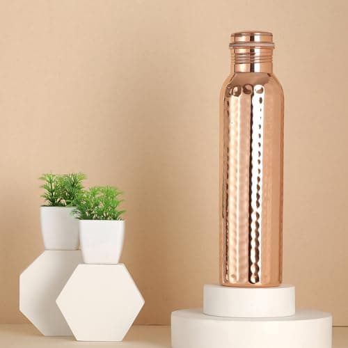 ANCIENTIMPEX Pure Copper Hammered Water Bottle 1000ml | Leak-Proof Seamless Copper Bottle for Ayurvedic Health Benefits, Detox & Daily Hydration | Eco-Friendly BPA-Free Drinking Bottle — view 4
