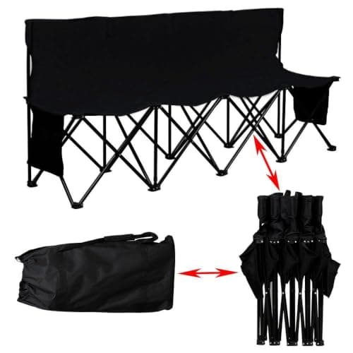 Yaheetech 4-Seat Folding Bench with 2 Hanging Bags & Carry Bag, Back — view 6