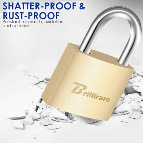 4 Pack Luggage Locks with Keys, Brass Padlock, Solid Copper Travel Waterproof Keyed Lock Unbreakable, Outdoor Metal Lock for Lockers, Bags, Backpack, Gym, Gate, Toolbox-Golden — view 5