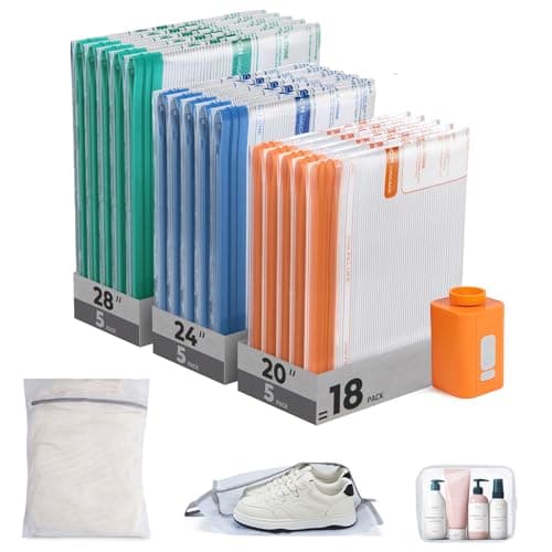 BAGSMART Travel Vacuum Bags 18 Pack with Wireless Pump Airtight Space Saver